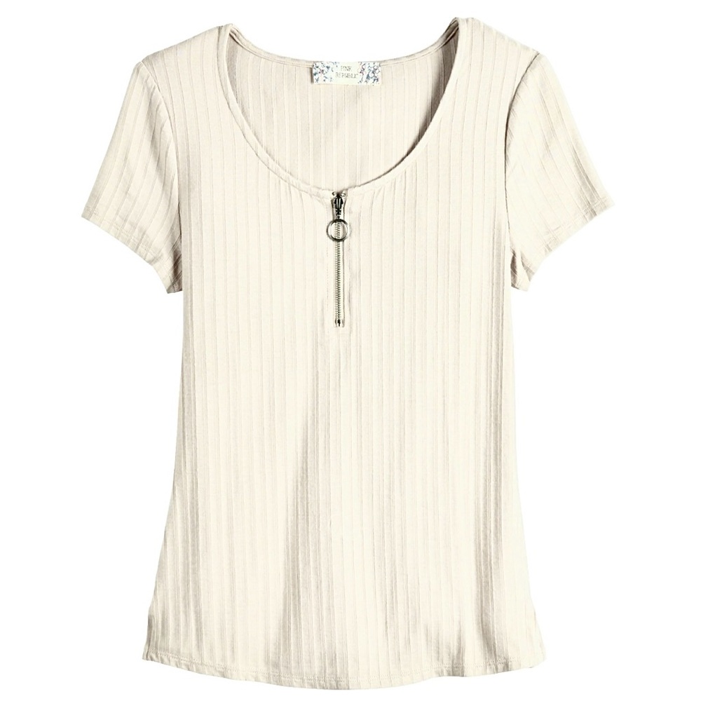 Pink Republic | Cream Scoop Neck Top